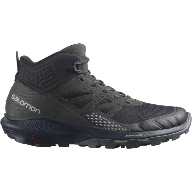 Salomon Outpulse Mid GTX Men\'s Hiking Boots Black / Olive | CA 38I71